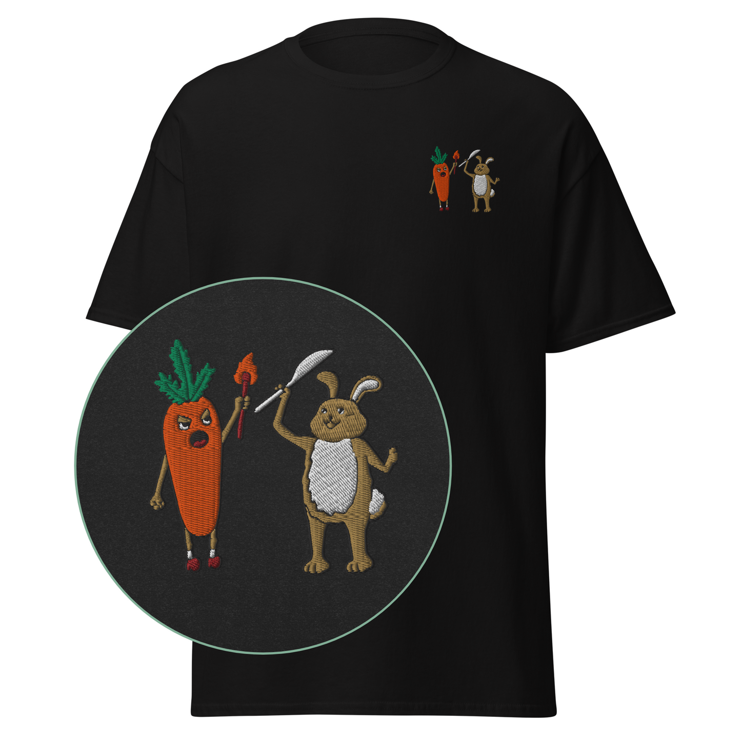 Rabbits VS Carrots - Embroidered T