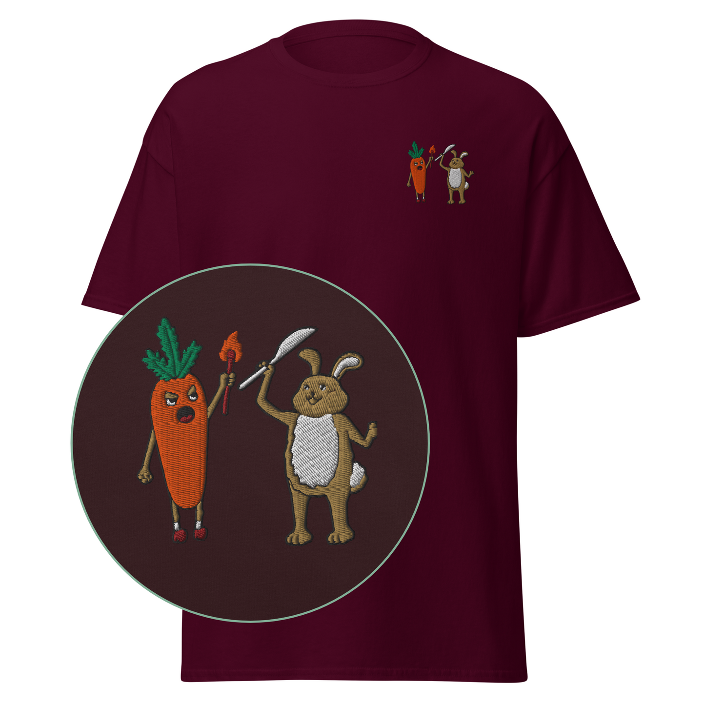 Rabbits VS Carrots - Embroidered T