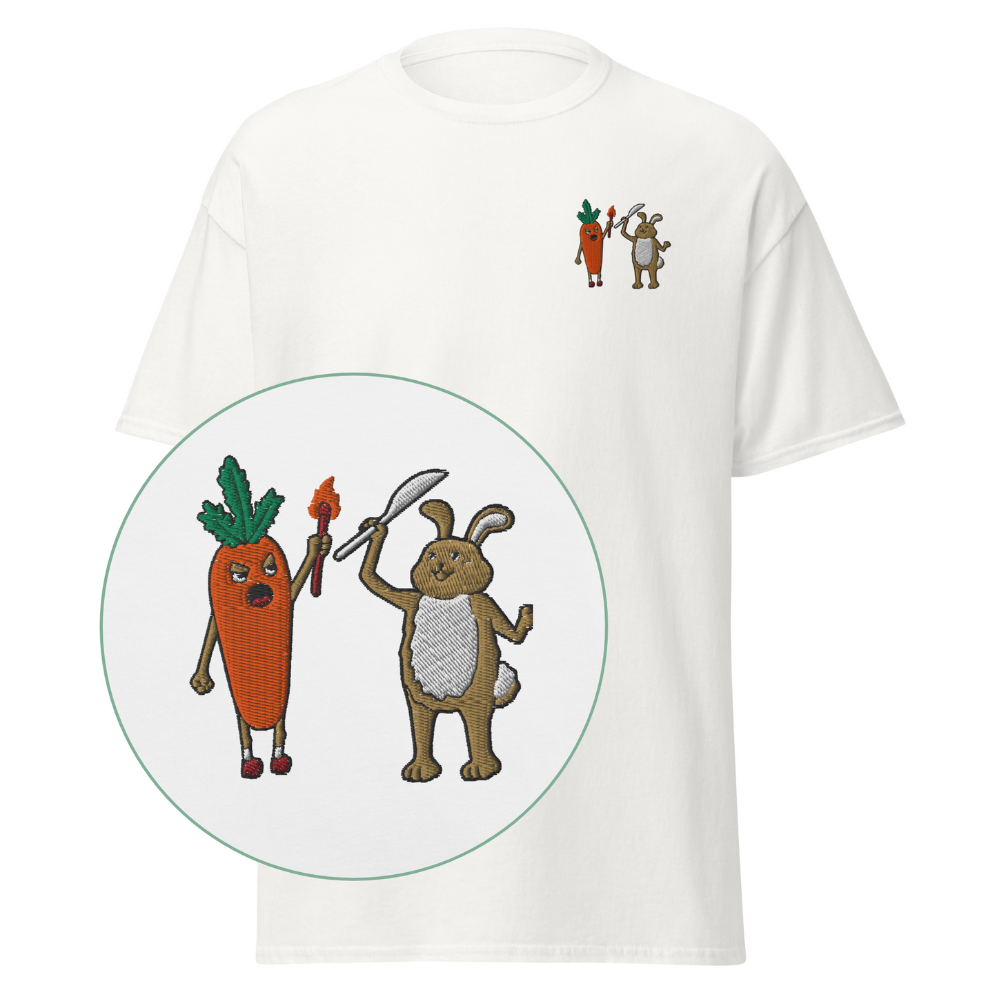 Rabbits VS Carrots - Embroidered T